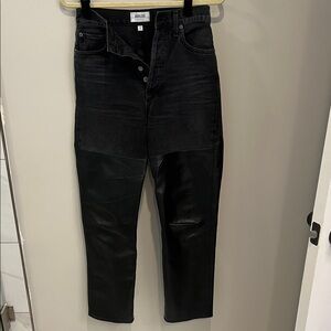 Agolde Charcoal Denim and Leather Pants
